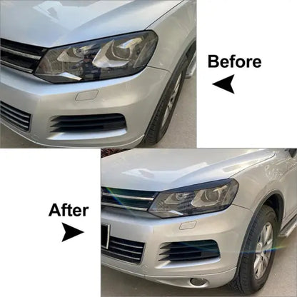 Car Craft Compatible With Volkswagen Touareg 2010-2018 Front Headlight Eyebrow Lip Splitter Skirts Flag Zst-246 Cf Carbon Fiber Look