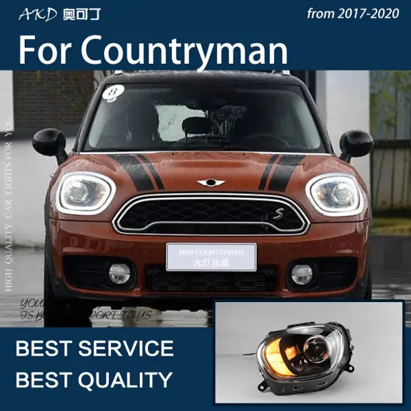 Car Lights for F60 Mini Countryman 2016-2021 LED Auto Headlights Assembly Upgrade DRL Bicofal Lens Start Animation