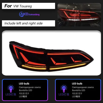 Car Lights Forvw Touareg LED Tail Light 2019-2023 Touareg Rear Fog Brake Turn Signal Automotive