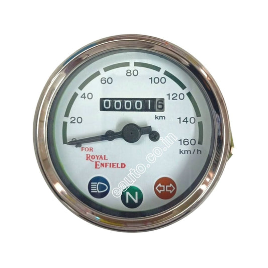 Eauto Analog Speedometer for Royal Enfield Bullet 350 | White Dial