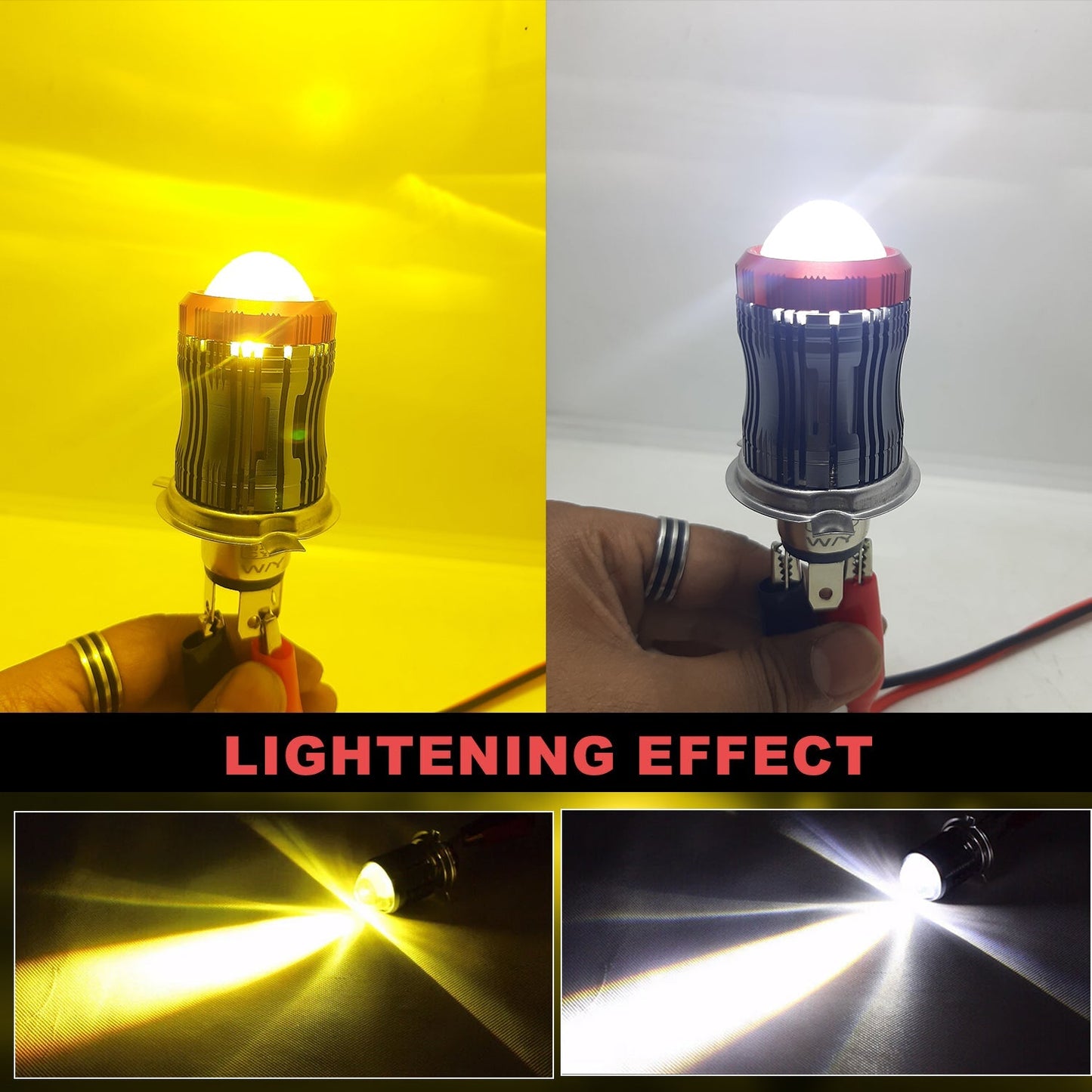 Yellow/White H4 Fitting LED Headlight Bulb for Bike and Car (pack of 1)