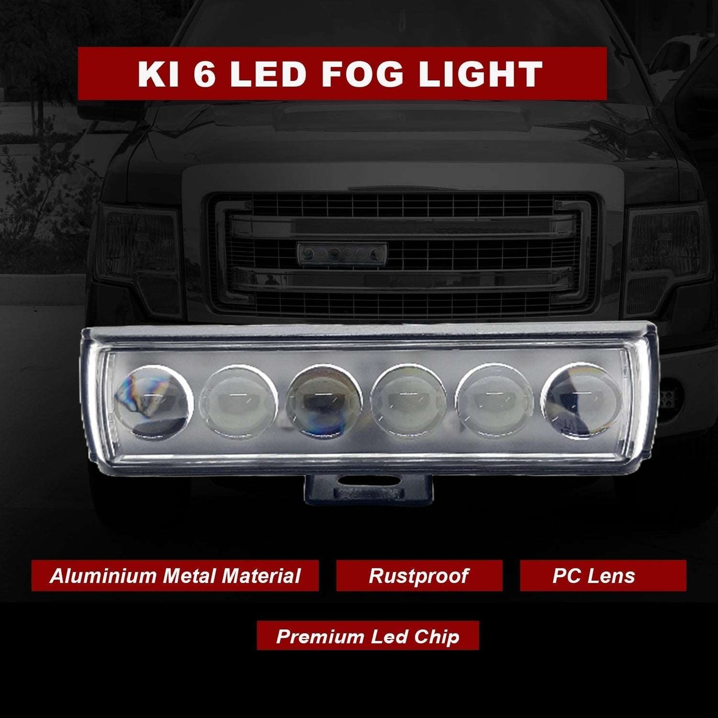 6-Lens Yellow/White Fog Light with Flashing Function & Multiple RGB Lighting Modes for Bike, Car, Truck (Pack of 1)