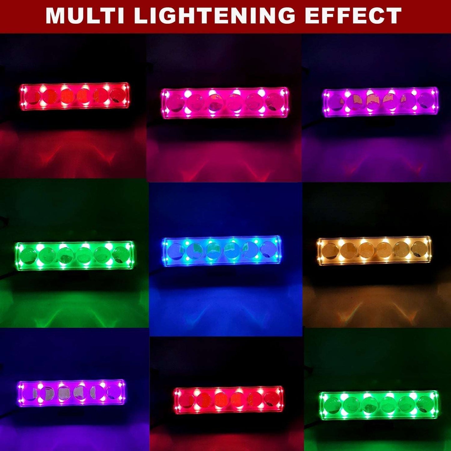 6-Lens Yellow/White Fog Light with Flashing Function & Multiple RGB Lighting Modes for Bike, Car, Truck (Pack of 1)