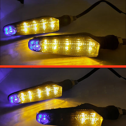 Yellow/Blue Running LED Indicator Universal For Bikes Turn On Signal Light (Pack Of 2)