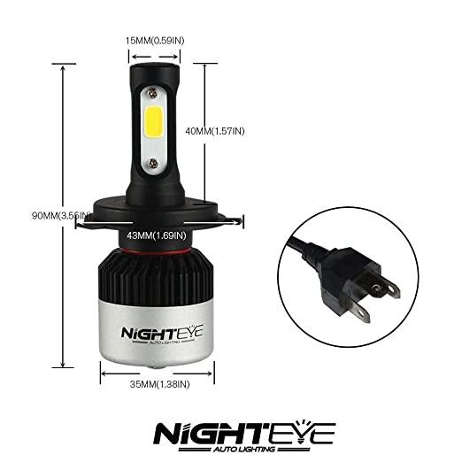 NightEye H4 Led White Headlight Bulbs For Bike (Set of 2)