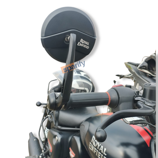 Handle Bar End Mirror For Royal Enfiled Classic /Electra / Reborn/Standard - 350/ 500, Hunter 350, Meteor 350, Super Meteor 650, Himalayan/Scram 411, Round Mirrors