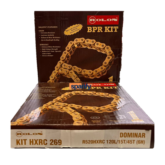 DOMINAR 400 X RING BRASS CHAIN SPROCKET KIT BY ROLON