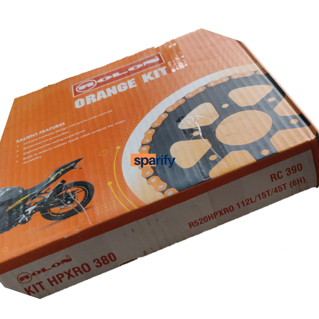 RC/DUKE 390 CHAIN SPROCKET KIT BY ROLON - ORANGE