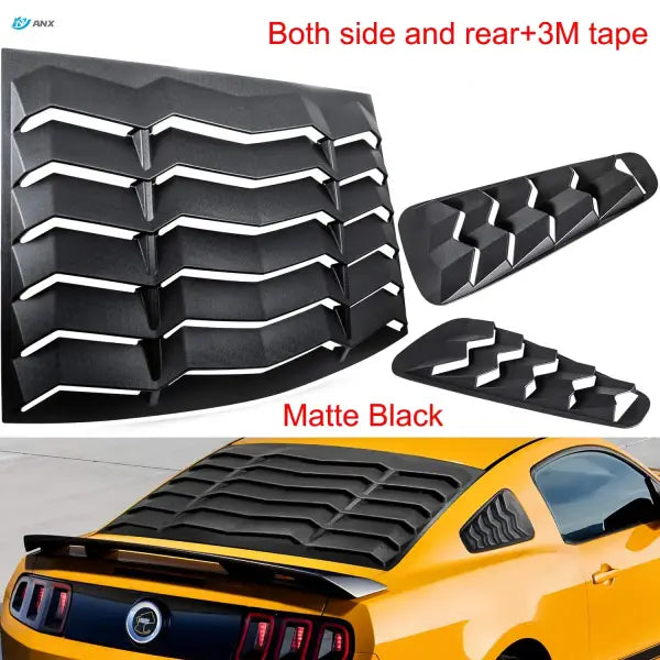 Rear+Side Window Louvers for Ford Mustang 2005-2014 Windshield Sun Shade Cover Vent GT Lambo Style Custom Fit All Weather ABS