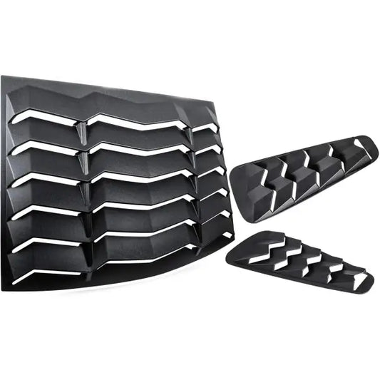 Rear+Side Window Louvers for Ford Mustang 2005-2014 Windshield Sun Shade Cover Vent GT Lambo Style Custom Fit All Weather ABS