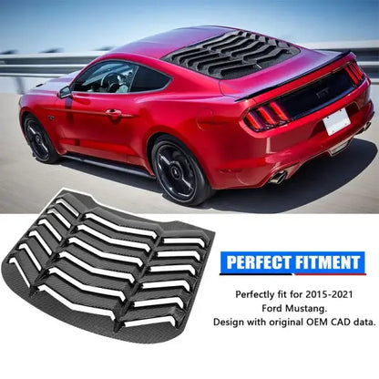 Rear Window Louver for Ford Mustang 2015 - 2023 Windshield Sun Shade Cover Vent GT Lambo Style Custom (Glossy Carbon Fiber)