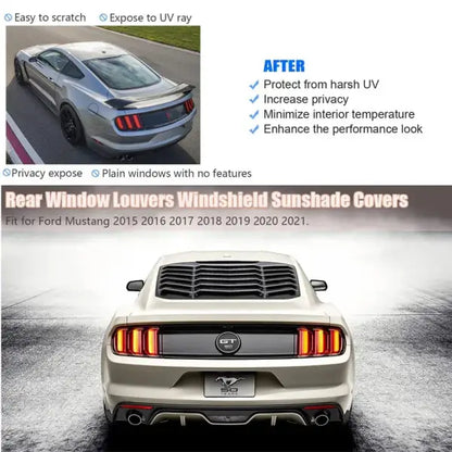 Rear Window Louver for Ford Mustang 2015 - 2023 Windshield Sun Shade Cover Vent GT Lambo Style Custom (Glossy Carbon Fiber)