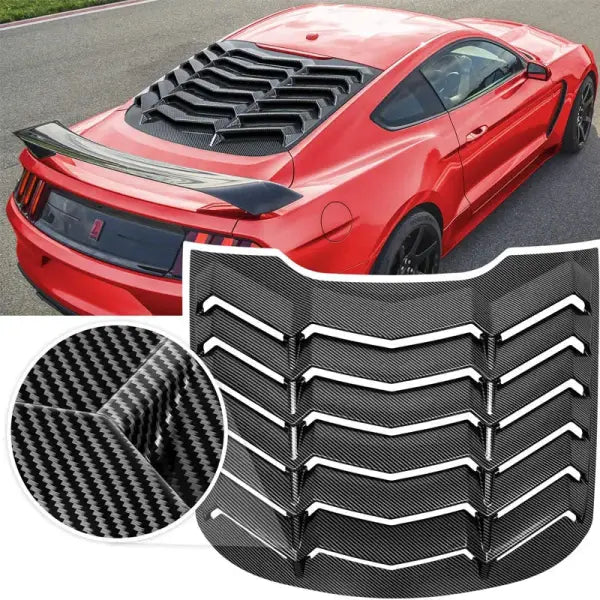 Rear Window Louver for Ford Mustang 2015 - 2023 Windshield Sun Shade Cover Vent GT Lambo Style Custom (Glossy Carbon Fiber)