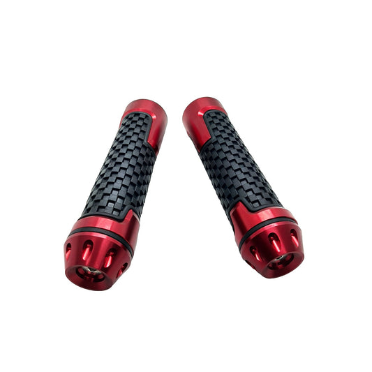 Aluminum and Rubber Motorcycle Grips Non Slip Universal High Strength Handlebar Grip for Motorcycle (Pack of 2, Red)