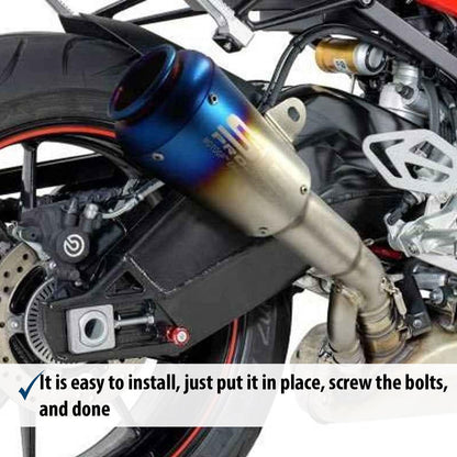 SC Project Silver Blue Universal Small Rocket Exhaust Silencer (36-51mm) Muffler Pipe for All Bikes (Silver + Rainbow Multi-colour)