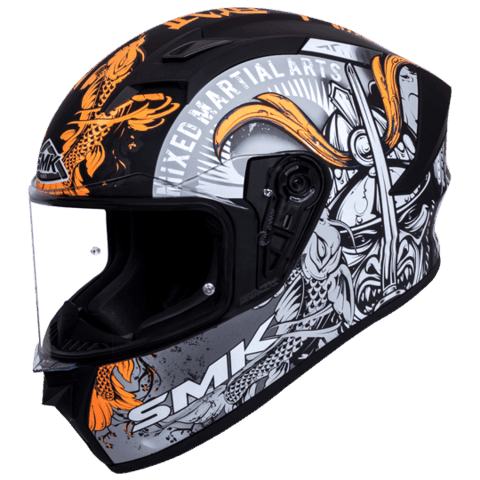 SMK HELMET Stellar Samurai Matt Black Grey Orange (MA276) Helmet