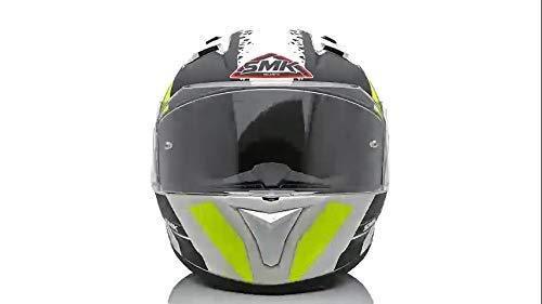 SMK Helmets MA124 Swank Graphics Pinlock Fitted Full Face Helmet with Clear Visor MATT WHITE BLACK/YELLOW