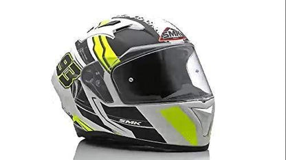 SMK Helmets MA124 Swank Graphics Pinlock Fitted Full Face Helmet with Clear Visor MATT WHITE BLACK/YELLOW