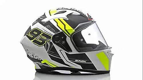 SMK Helmets MA124 Swank Graphics Pinlock Fitted Full Face Helmet with Clear Visor MATT WHITE BLACK/YELLOW