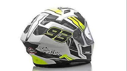 SMK Helmets MA124 Swank Graphics Pinlock Fitted Full Face Helmet with Clear Visor MATT WHITE BLACK/YELLOW