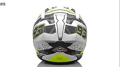 SMK Helmets MA124 Swank Graphics Pinlock Fitted Full Face Helmet with Clear Visor MATT WHITE BLACK/YELLOW