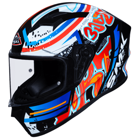 SMK HELMETS - Stellar Graffiti Black Red Orange Gloss (GL237) Helmet