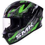 SMK Helmets – Stellar – Meteorite – Gloss Black Green Grey – Pinlock Anti Fog Lens Fitted Single Clear Visor Full Face Helmet – GL286