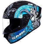 SMK Helmets – Stellar – Samurai – Black Grey Blue – Pinlock Anti Fog Lens Fitted Single Clear Visor Full Face Helmet – MA265