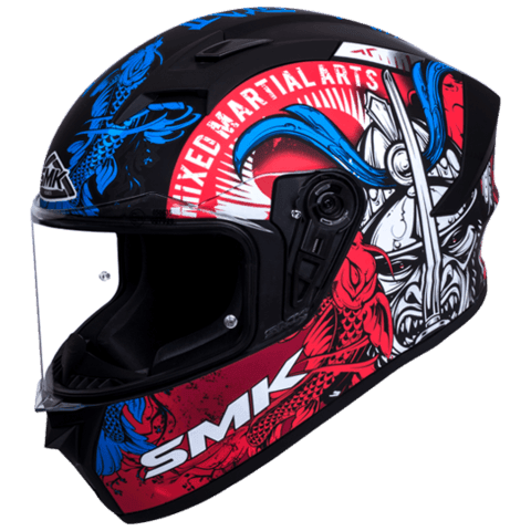 SMK Stellar Samurai Matt Black Grey Red Blue (MA253) Helmet