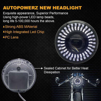 7 Inch White LED Headlight with Y/W DRL For Bikes & Cars and other Vehicles