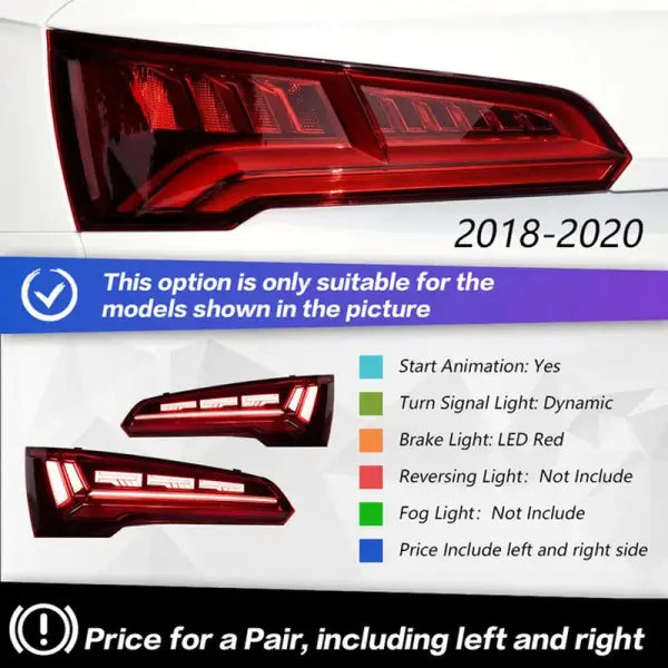 Taillights Styling Parts for Audi Q5 Tail Light LED 2018-2020 DRL Running Signal Brake Reversing Parking Lighthouse Facelif