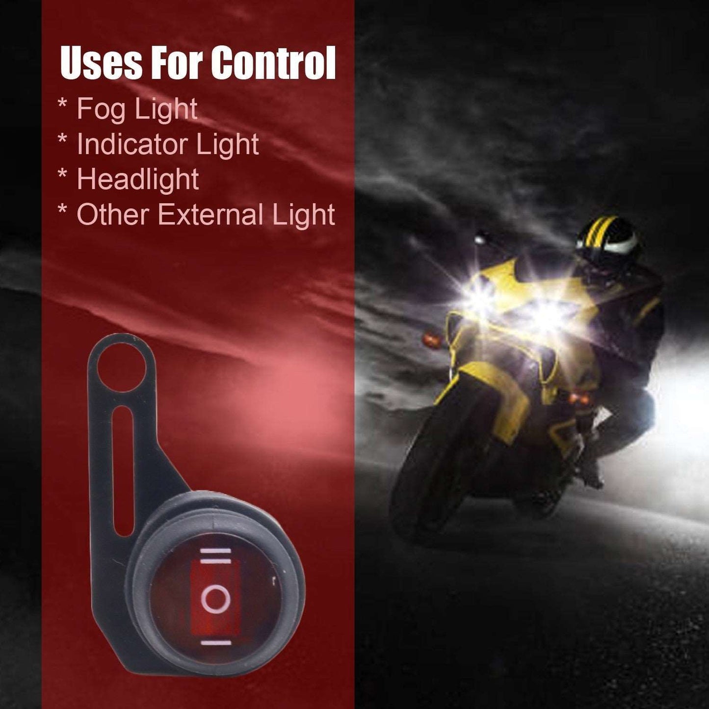 3 Pin 1 Button 2 Way Switch With inbuilt Indicator Light for bike (1 Pcs)