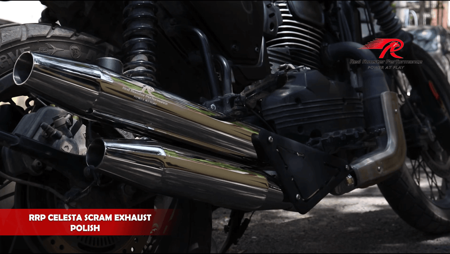 Yezdi Scrambler Celesta scram Red Rooster Performance Exhaust